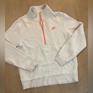 Nike Club Fleece Half Zip Sweat In Stone Large Gray Orange Pullover  NWT